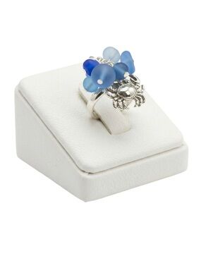 Icon Collection Blue Sea Glass and Crab Cluster Ring (NWT)